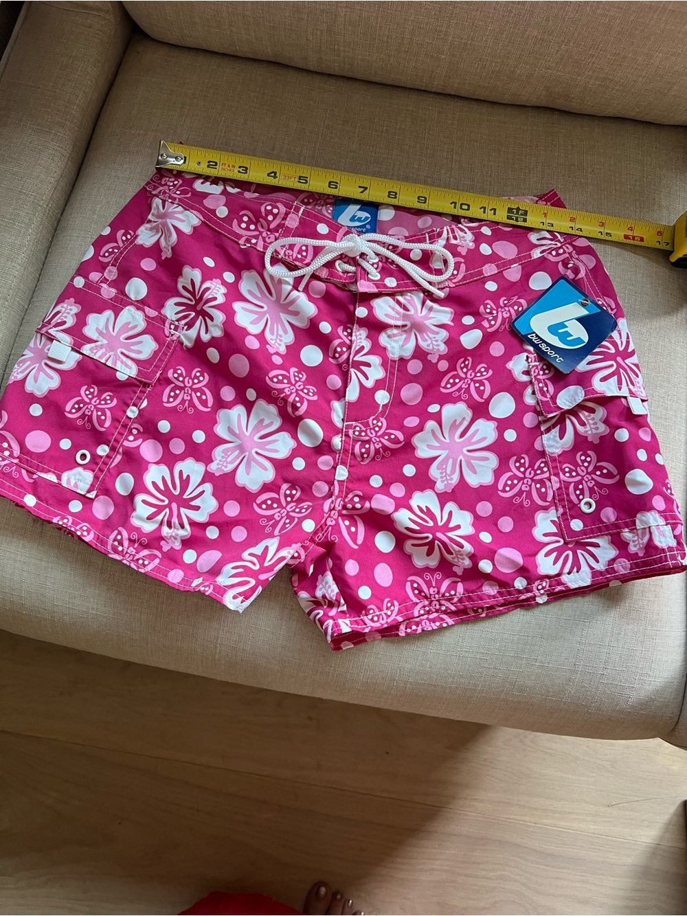 Unbranded Pink Floral Lace-Up Women’s Board Shorts brand new size 6